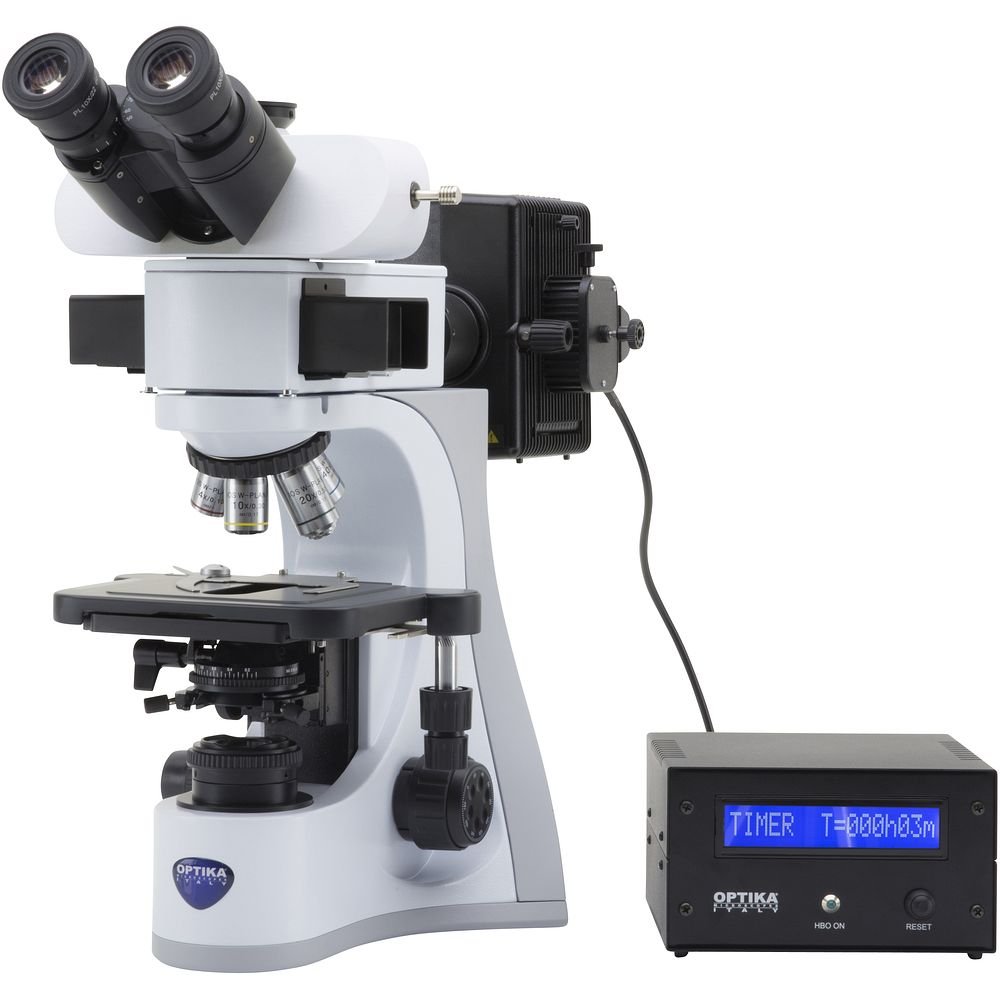 Le microscope à fluorescence est spécialement conçu pour visualiser les échantillons étiquetés avec des marqueurs fluorescents. Il permet de suivre les processus biologiques en temps réel et est crucial en biologie moléculaire.